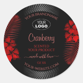 Floral Black Red Product Label Hawaii Flowers Logo