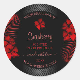 Floral Black Red Product Labels Hawaiian Flowers