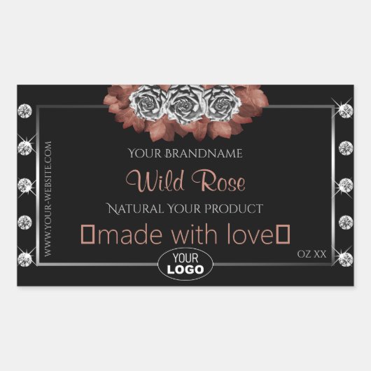 Floral Black Red Silver Product Labels juwelen Log (Voorkant)