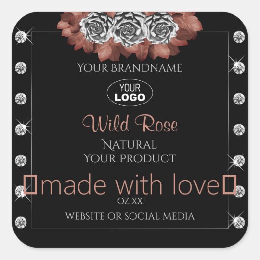 Floral Black Red Silver Product Labels juwelen Log (Voorkant)
