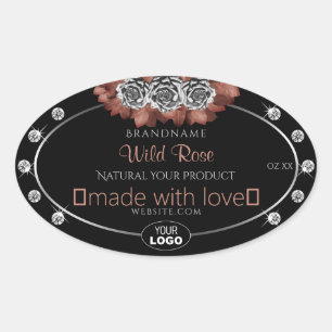 Floral Black Red Silver Product Labels juwelen Log