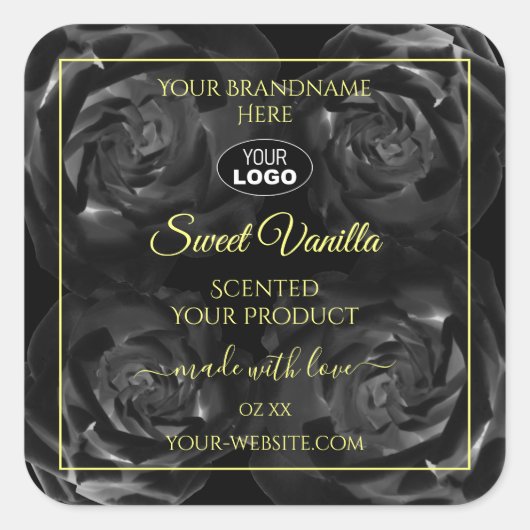 Floral Black Rozen Product Packaging Labels Logo (Voorkant)