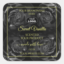 Floral Black Rozen Product Packaging Labels Logo