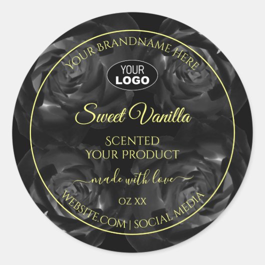 Floral Black Rozen Product Packaging Labels Logo (Voorkant)