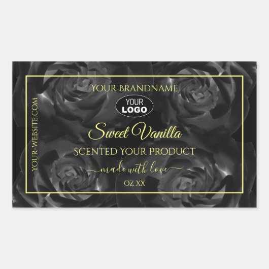 Floral Black Rozen Product Packaging Labels Logo (Voorkant)