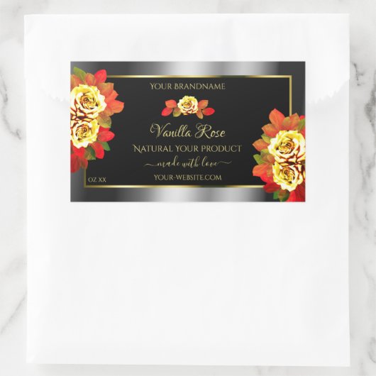 Floral Black Silver Gold Product Labels bevestigen (Tas)