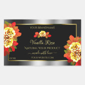Floral Black Silver Gold Product Labels bevestigen (Voorkant)
