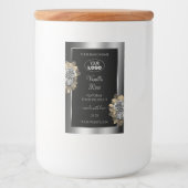 Floral Black Silver Product Label Leafy Rozen Logo Voedselcontainer Etiket (Voorkant)
