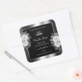 Floral Black Silver Product Label White Roses Logo (Envelop)