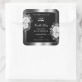Floral Black Silver Product Label White Roses Logo (Tas)