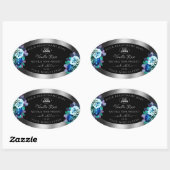 Floral Black Silver Product Labels Logo Blauwgroen (Vel)