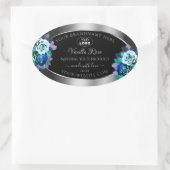 Floral Black Silver Product Labels Logo Blauwgroen (Tas)