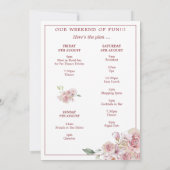 Floral Black Stiletto Weekend Itinerary Hen Party Kaart (Achterkant)