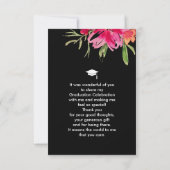 Floral | Black Stripes Afstuderen bedankje Kaart (Achterkant)