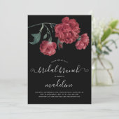  Floral Black Vrijgezellenfeest Brunch Kaart (Staand voorkant)