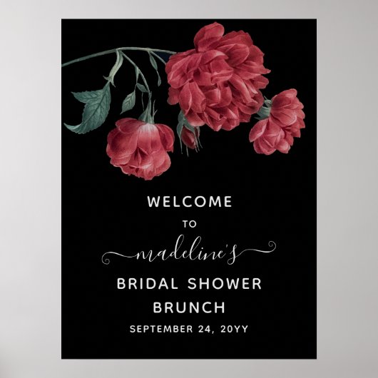  Floral Black Vrijgezellenfeest Brunch Welkom Poster (Voorkant)
