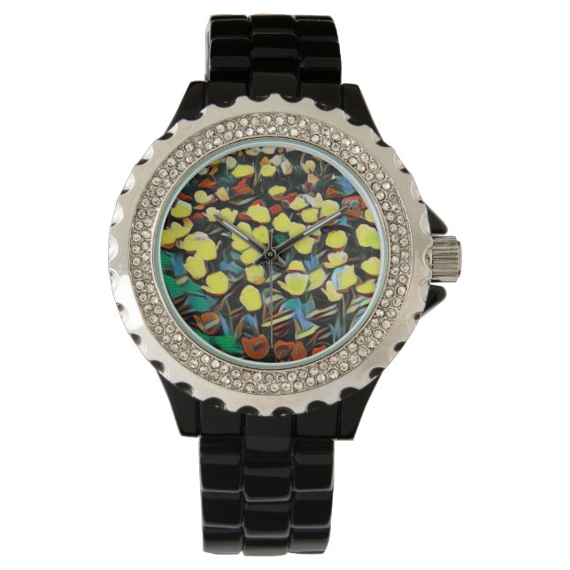 Floral Black Watch (dromen) Horloge (Voorkant)