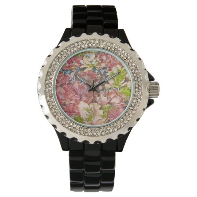 Floral Black Watch met Beauty Effect Horloge (Voorkant)