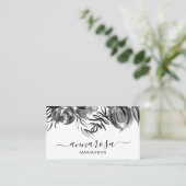 *~* Floral Black Waterverf Simple Elegant Flower Visitekaartje (Staand voorkant)
