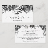 *~* Floral Black Waterverf Simple Elegant Flower Visitekaartje (Voorkant / Achterkant)