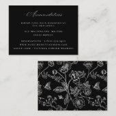  Floral Black Wedding Accommodations Informatiekaartje (Voorkant / Achterkant)