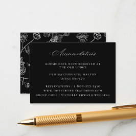  Floral Black Wedding Accommodations Informatiekaartje