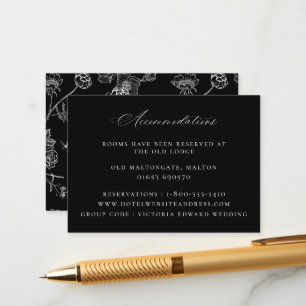  Floral Black Wedding Accommodations Informatiekaartje