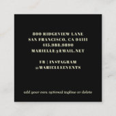 Floral Black Wedding Planner Square Visitekaartje (Achterkant)