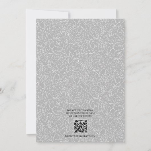 Floral Black Wedding QR Code Save The Date (Achterkant)
