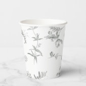 Floral Black & White Botanical Line Art Cup Papieren Bekers (Achterkant)