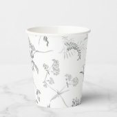 Floral Black & White Botanical Line Art Cup Papieren Bekers (Links)