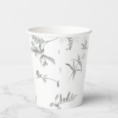 Floral Black & White Botanical Line Art Cup Papieren Bekers (Rechts)