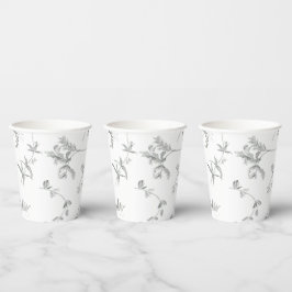 Floral Black & White Botanical Line Art Cup Papieren Bekers