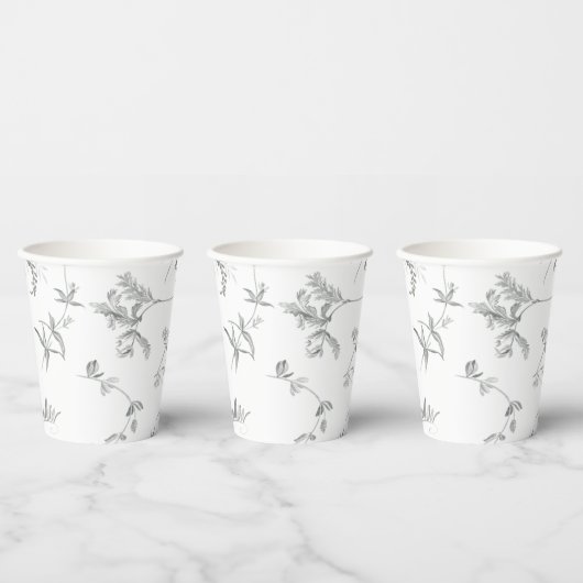 Floral Black & White Botanical Line Art Cup Papieren Bekers (Multi)