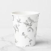 Floral Black & White Botanical Line Art Cup Papieren Bekers (Voorkant)