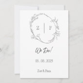 Floral Black & White Botanical Line Art Invitation Kaart (Voorkant)