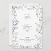 Floral Black & White Botanical Line Art Invitation Kaart (Achterkant)