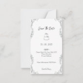 Floral Black & White Botanical Line Save The Date Notitiekaartje (Voorkant)