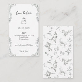 Floral Black & White Botanical Line Save The Date Notitiekaartje
