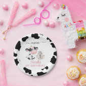 Floral Black White Koe Birthday Party Paper Bord (Feest)