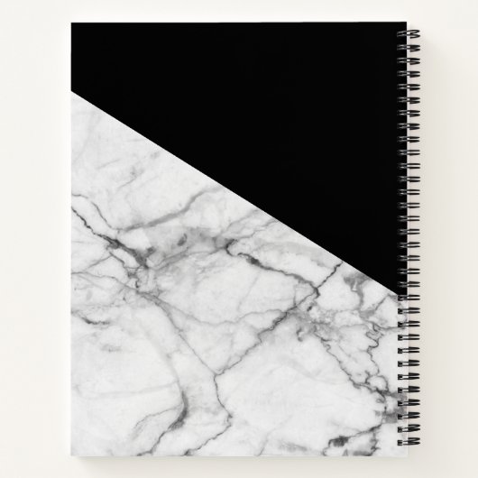 Floral Black White Marble Texture Designer Notes Notitieboek (Achterkant)