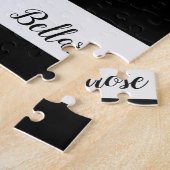 Floral Black White Stripe Jigzaag Puzzle Daisy Legpuzzel (Zijkant)