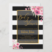  Floral Black White Stripe Kaart (Voorkant)