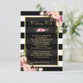 Floral Black White Stripes | Bendemisch goed Informatiekaartje (Staand voorkant)