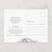 Floral Black White Wedding Invitation Briefkaart (Achterkant)