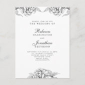 Floral Black White Wedding Invitation Briefkaart (Voorkant)