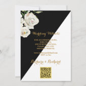 Floral Black & White Wedding Kaart (Achterkant)