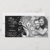  Floral Black White Wedding Save the Date (Voorkant)