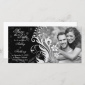  Floral Black White Wedding Save the Date (Voorkant / Achterkant)