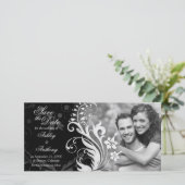  Floral Black White Wedding Save the Date (Staand voorkant)